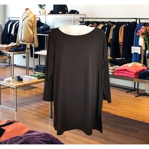 Susan Graver Women's Black Tunic Top Liquid Knit  Modern Essentials  Size Large
